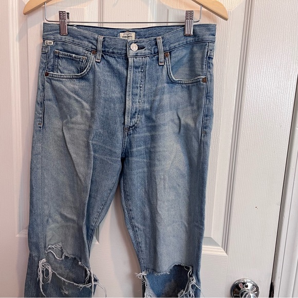 Citizens of Humanity 27” Liya High Rise Classic Fit Crop Button Fly Torn Jeans - Picture 3 of 14